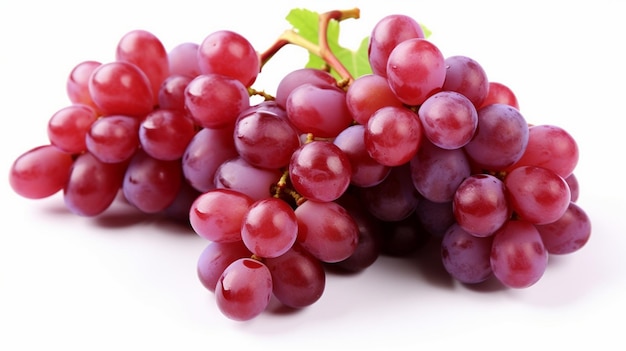 Red Grape with leaves isolated on white background Red grape with leaves on white background