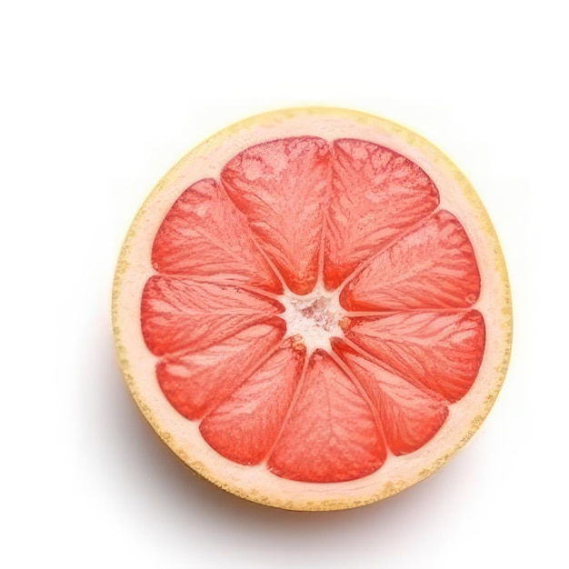 A red grapefruit with a pattern of lines on the inside.