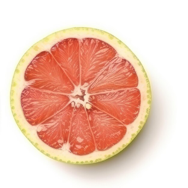 A red grapefruit with a white background.