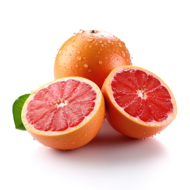 Red Grapefruits isolated on white background generative AI