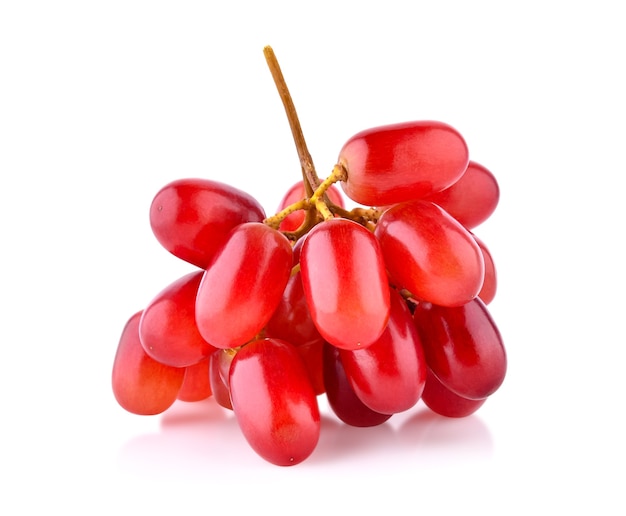 Red grapes isolated on white background