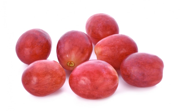 Red grapes isolated on white background