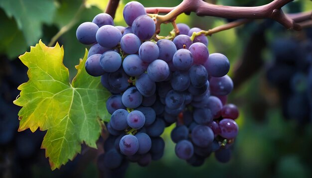 Photo red grapes on vine hd 8k wallpaper stock photographic image