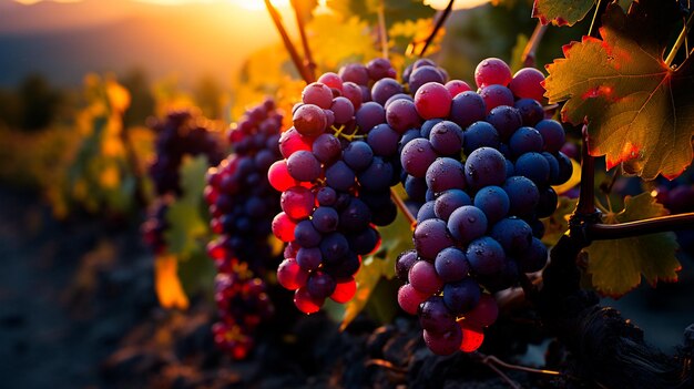 red grapes in a vineyard in tuscany italy