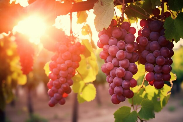 Red grapes in the vineyard