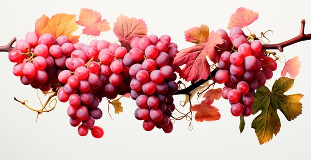 Red grapes on a white background grapevine AI generated image