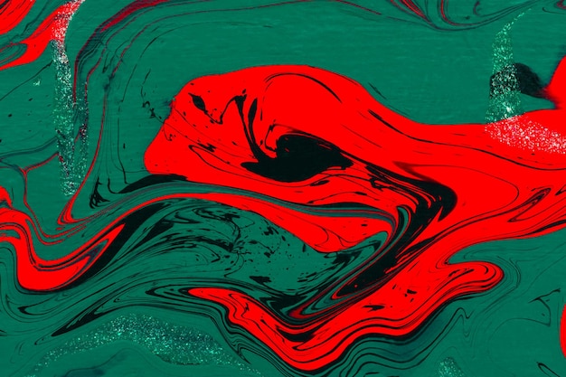 Red green acrylic fluid art abstract creative Christmas background