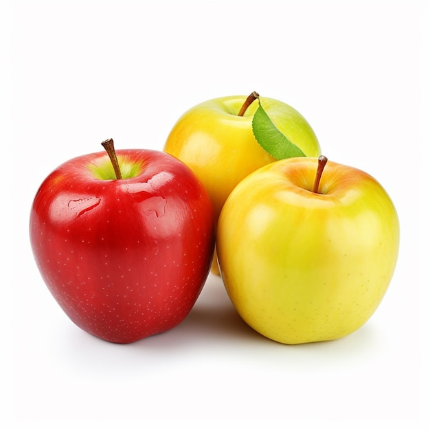 사진 은 초록색과 노란색 사과 분리 색 바탕에 전체 반과 사과