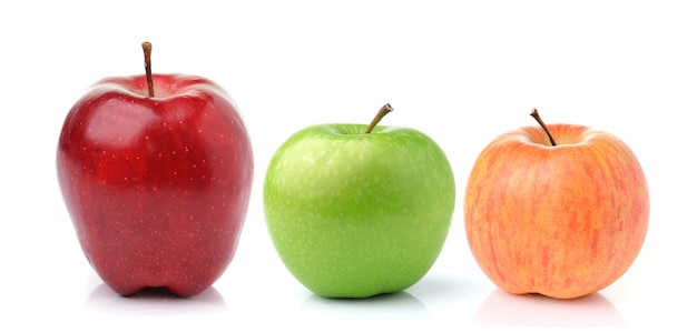 Red and green apple  isolated on white space