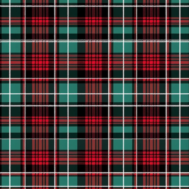 Red green and black plaid pattern background texture AI generated