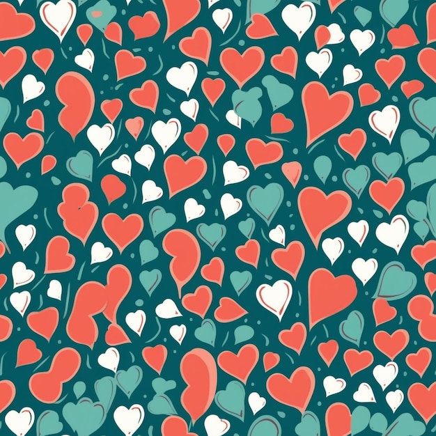 Red and green hearts on a dark background.