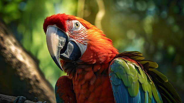 Red and green macaw