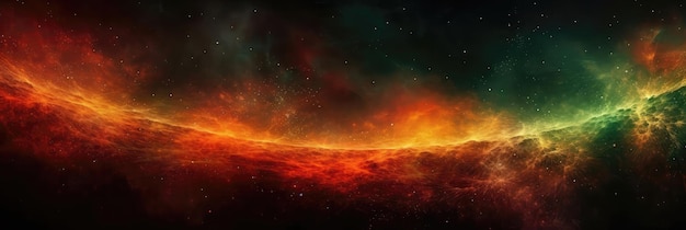 Red Green Orange Space Panoramic Background Generative AI