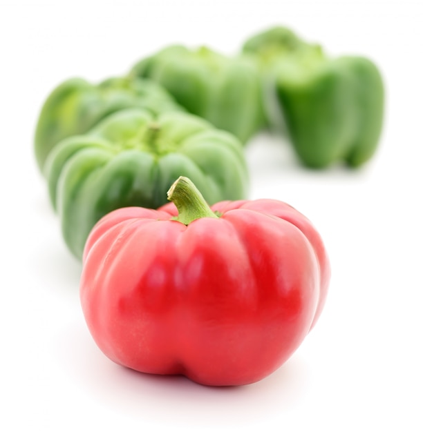 Red and green peppers.