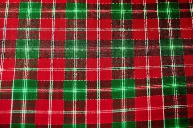 Photo a red and green plaid blanket with the word christmas on it.