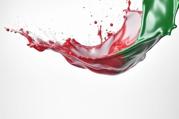 red and green water color liquid or Yogurt splash on isolated white background