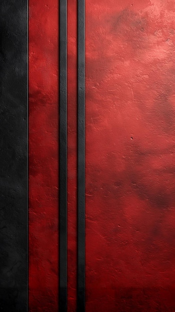 Photo red grunge wall with black metal stripes