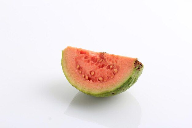 Red Guava Slice on White Background Isolated