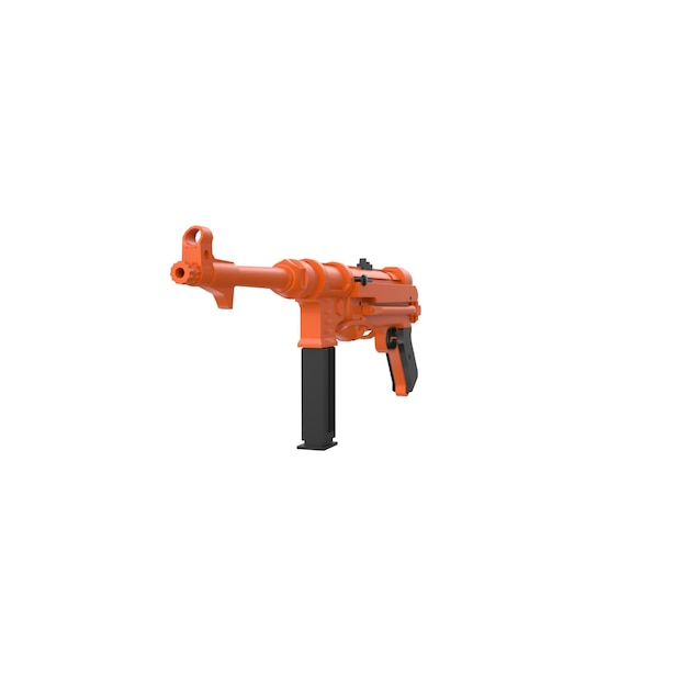 Photo a red gun with a black handle and a white background