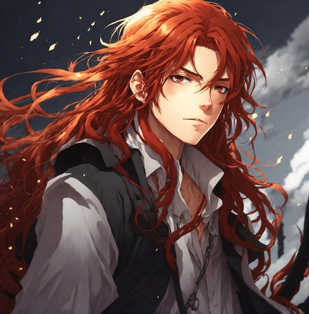 The red hair of the anime character