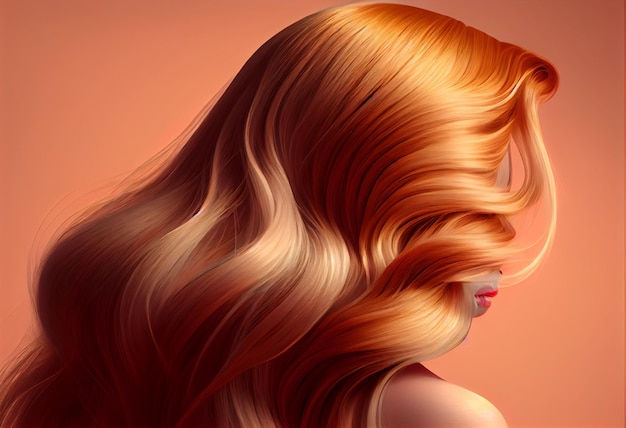 Рыжие волосы крупным планом фон Закрыть текстуру длинных перманентных волос