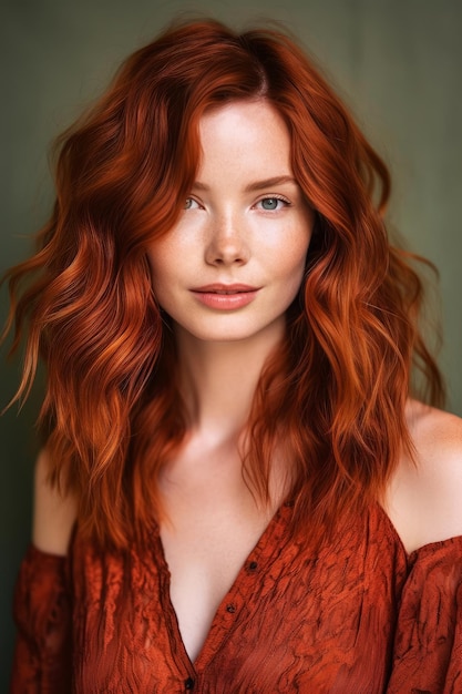 Red hair color for a woman