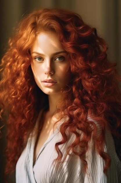 The red hair of a girl