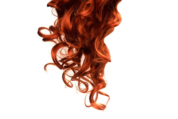 Red hair isolated on a white background