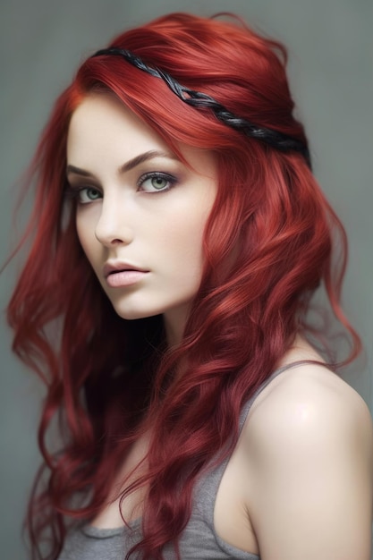 Red hair with a braid