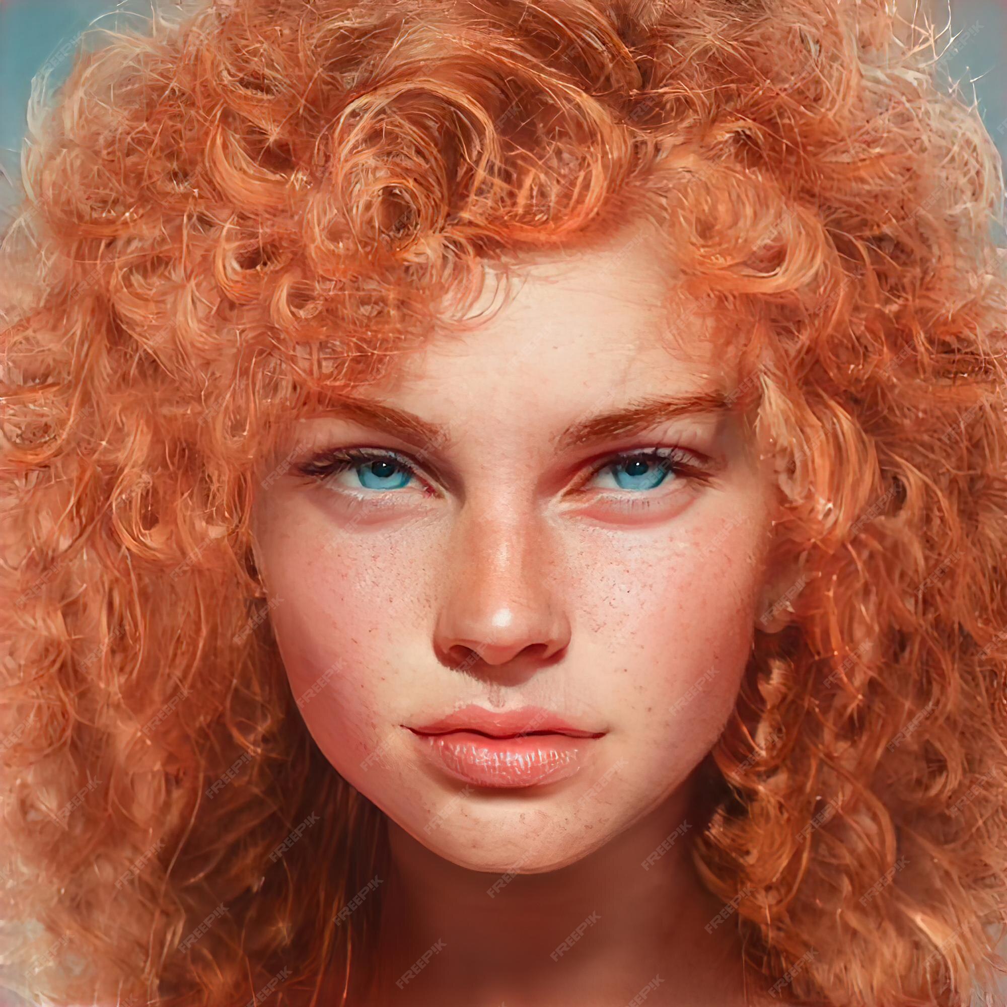Premium Photo | Red-haired beauty woman portrait close-up. bright red hair, intense hair coloring. redhead curly hair. beauty makeup face. illustration Premium Photo | Red-haired beauty woman portrait close-up. bright red hair, intense hair coloring. redhead curly hair. beauty makeup face. illustration