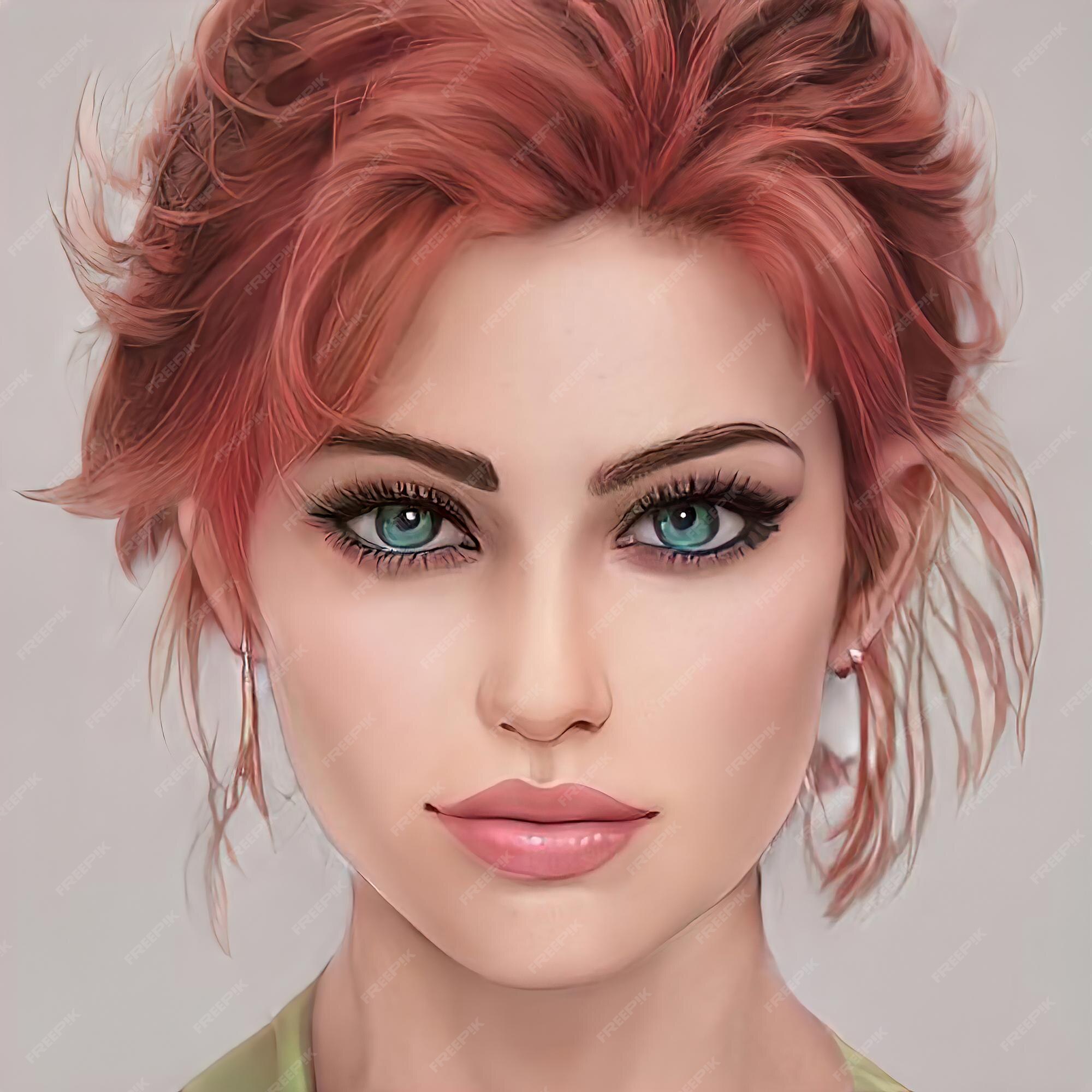 Premium Photo | Red-haired beauty woman portrait close-up. bright red hair, intense hair coloring. redhead curly hair. beauty makeup face. illustration Premium Photo | Red-haired beauty woman portrait close-up. bright red hair, intense hair coloring. redhead curly hair. beauty makeup face. illustration