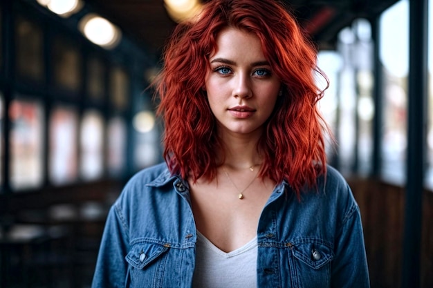 Red haired young beautiful woman