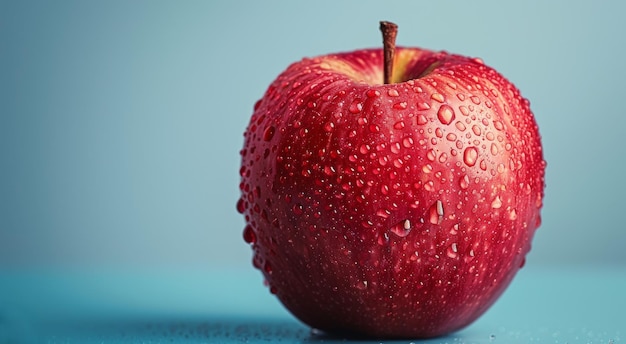 Red half Apple concept on pastel blue background Minimal idea concept