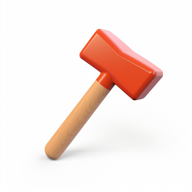 Photo a red hammer with a wooden handle on a white surface
