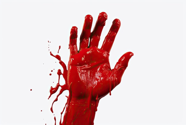 a red hand splash on white background