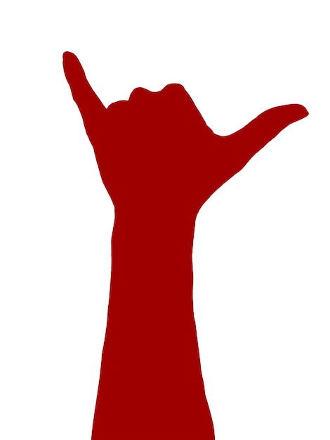 Red hand on white background, isolated, paint