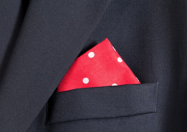 Red handkerchief in blue blazer