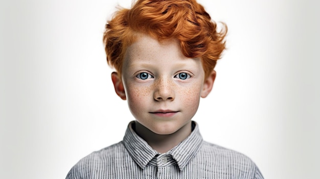 Photo red head boy studio shot