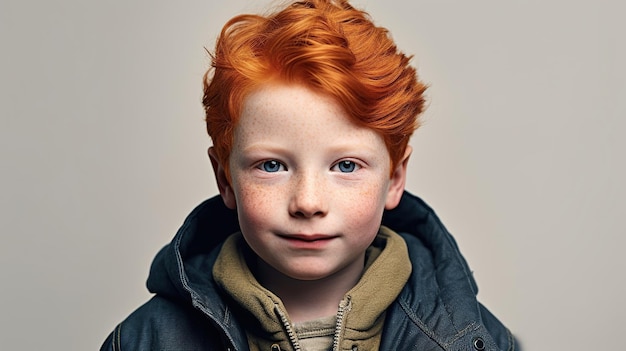 Photo red head boy studio shot