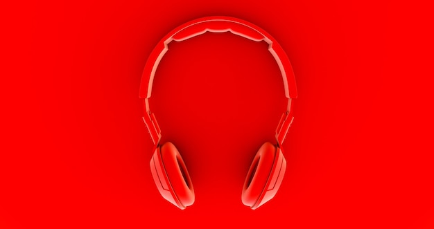 Red headphone. music. 3d render