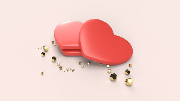 The red heart 3d rendering for valentines day.