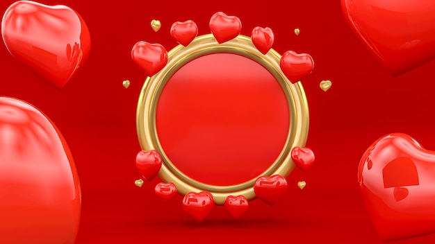 Red heart background for Valentine's Day with space