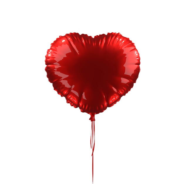 Photo red heart balloon 3d rendering illustration