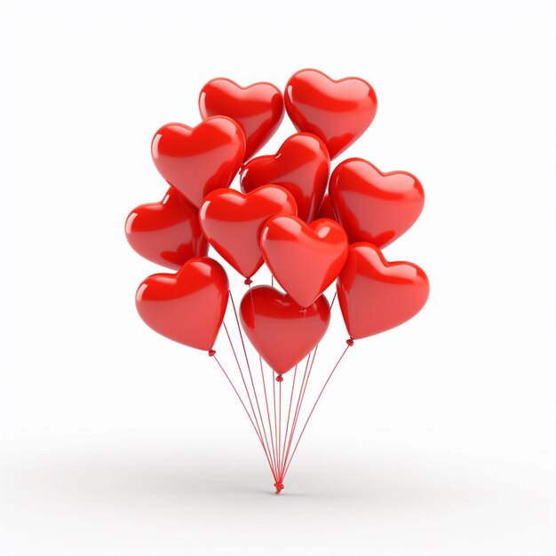 Red heart balloons in a row.