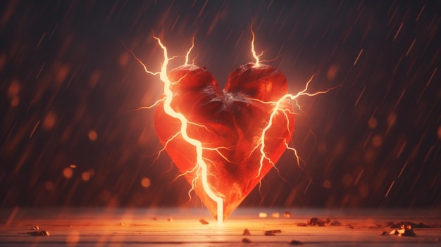 Красное сердце разделено на две части Ai Generative