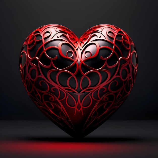 Red heart on a black background Valentines Day illustration