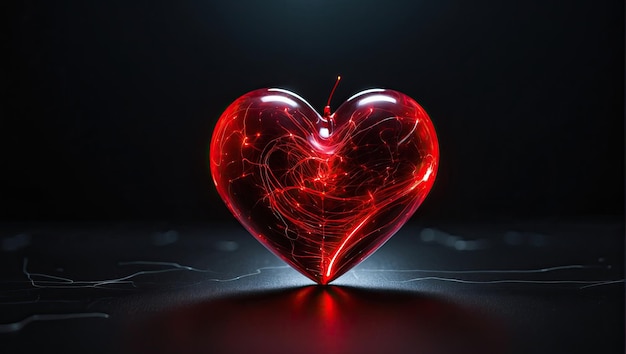 a red heart on a black background