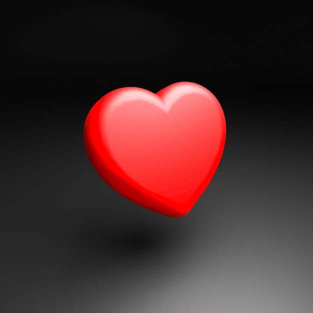 Red heart on a dark background, 3d illustration.