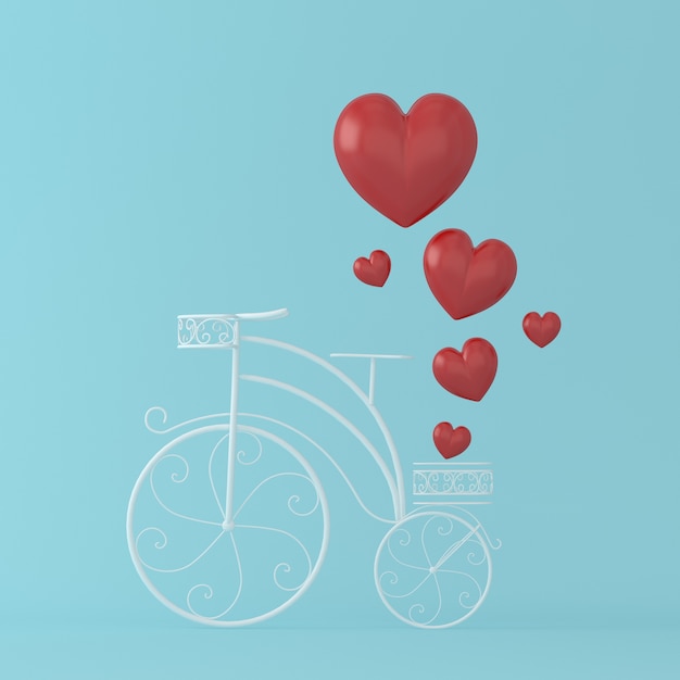 Red heart float on a white bicycle 