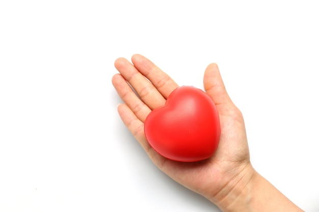 Photo red heart in hands